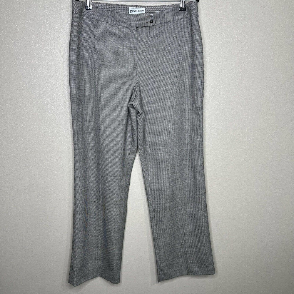 Pendleton Black & White Savvy Stretch Wool High Rise Straight Leg Dress Pants 12